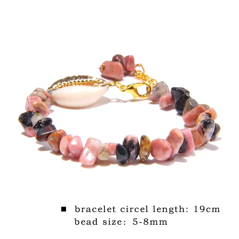 Cowrie Shell Bracelet Natural Stone Chips Crystal Seashell Hand Chain Bracelet for Women Femme Beach Jewelry Bohemian