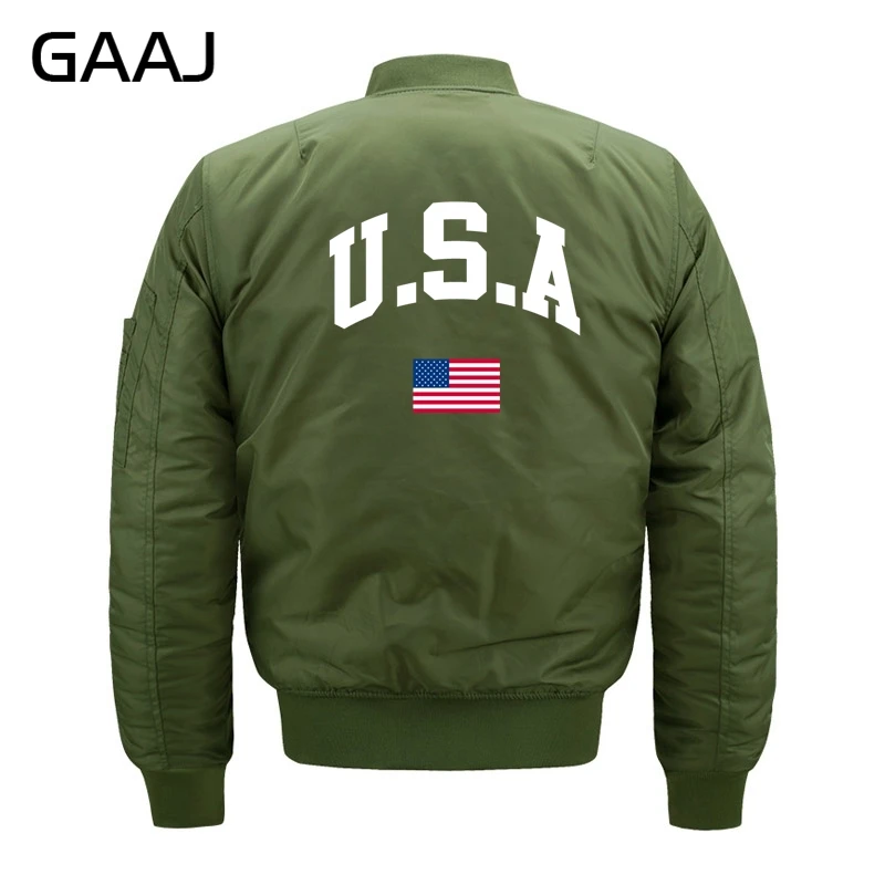 

GAAJ Men Bomber Jacket Print "America USA Flag" Army Casual Warm Thick Pilots Jackets Coat Clothing Oversized 6XL 7XL 8XL