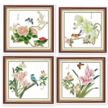 

Elegant Seasons Chinese Counted Cross Stitch Pattern 11CT 14CT Printed On Canvas Home decoration DMC Cross Stitch Fabric DIY Set