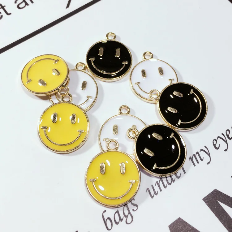 

MRHUANG 10pcs/pack 16mm Smile Face Enaml Charms Alloy Floating Pendant fit Bracelet Jewelry Accessories DIY Craft