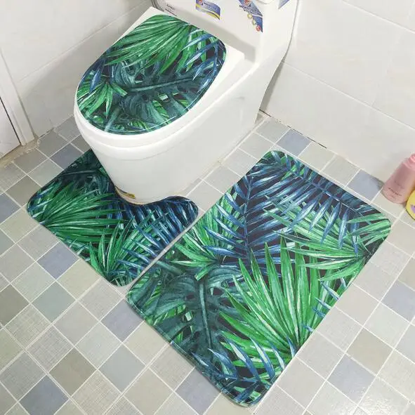 3 шт набор покрытий для унитаза, абсорбирующий нескользящий коврик для ванной комнаты, набор ковриков для ванной, фланелевые коврики - Цвет: 5