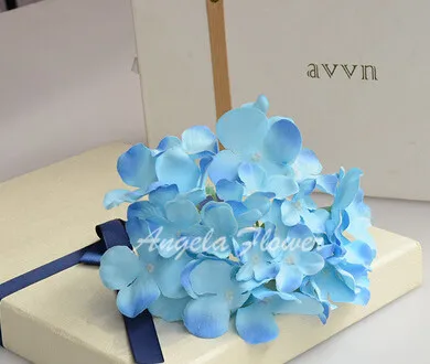 25 шт/партия Роскошная искусственная Гортензия Шелковый цветок удивительный красочный декоративный цветок для свадьбы украшение для вечеринки в день рождения - Цвет: blue