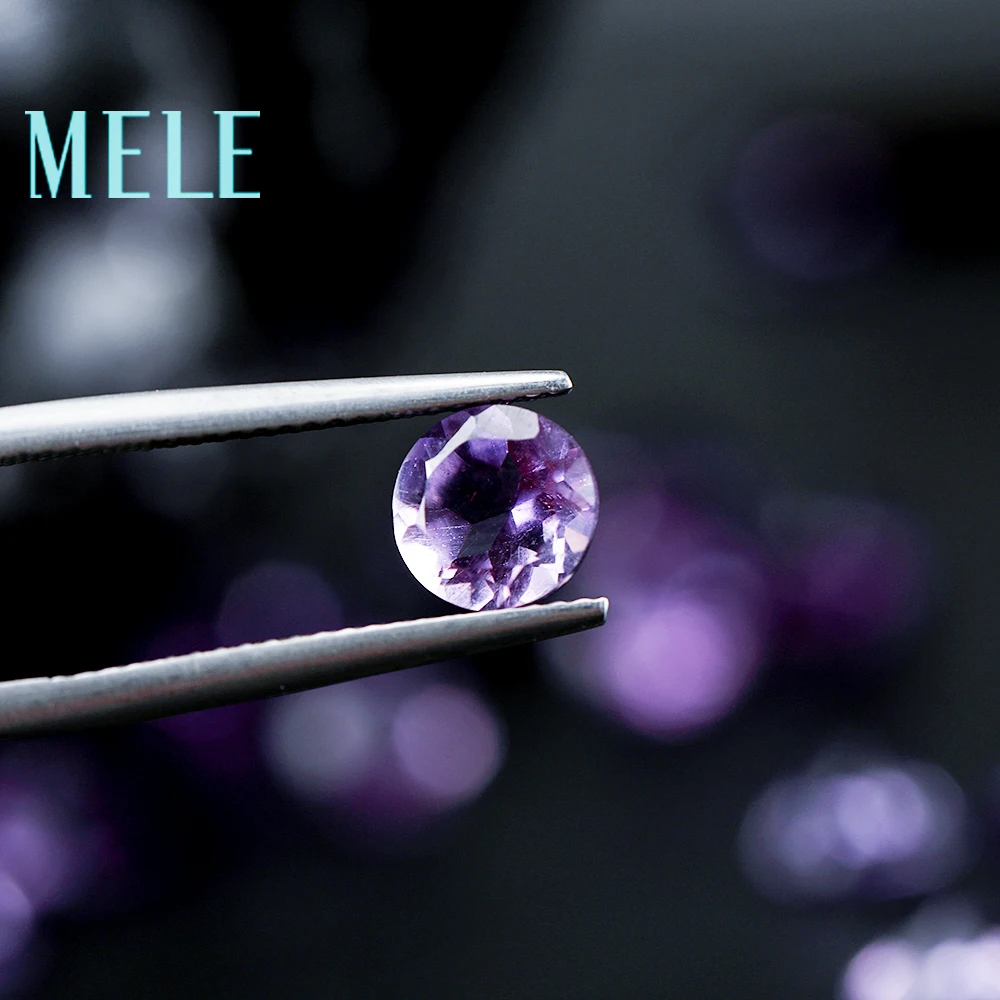 Top quality Brazil natural amethyst,7mm 1.2ct round brilliant cut gemstone for jewelry making,DIY loose stone