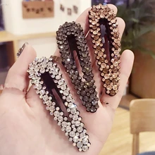 AOMU Корея Роскошные хрустальные аксессуары для волос блестящие стразы полые геометрические прямоугольные треугольные заколки для волос для женщин