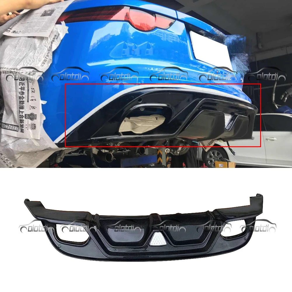 

Carbon Fiber Rear Lip Bumper Spoiler Diffuser For Jaguar F-TYPE 2018 - With LED Light QUAD Exhaust Pipe Outlet Car Styling