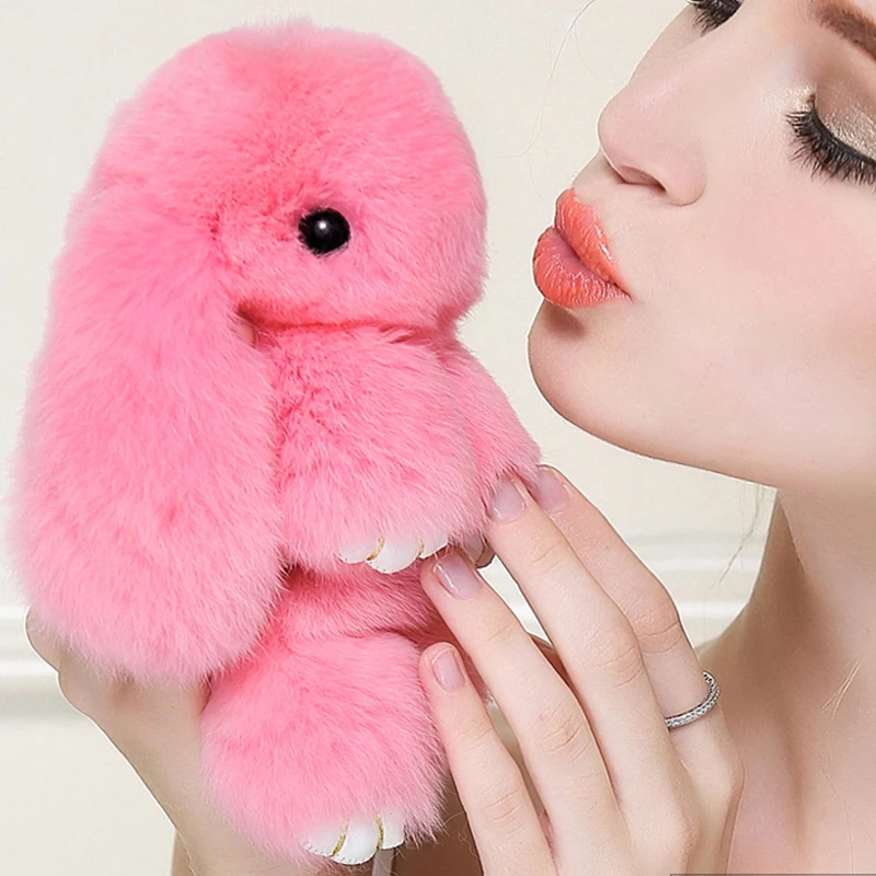 Play Dead Rabbit Fur кролик брелок Модный меховой помпон брелок кролик игрушка кукла подвесные украшения аксессуары - Цвет: pink 18cm