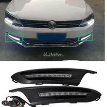 Для 2012 2013 Volkswagen VW Jetta Sagitar 9 Светодиодный дневной ходовой светильник DRL с линзой проектора, без отверстия для противотуманной фары 2 шт