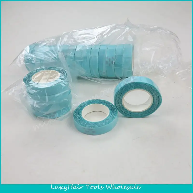 FREE SHIPPING 2Rolls1cm*3m Blue Color Super Quality Hair Extension Tape Double Sided Adhesive Tape for PU Skin Weft Tape Hair