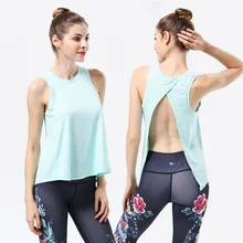 Сексуальная Открытая спина Женская Йога Топ Женская Спортивная кофта гимнастическая майка без рукавов Женская Беговая Спортивная футболка Женская Йога тренировки Футболка