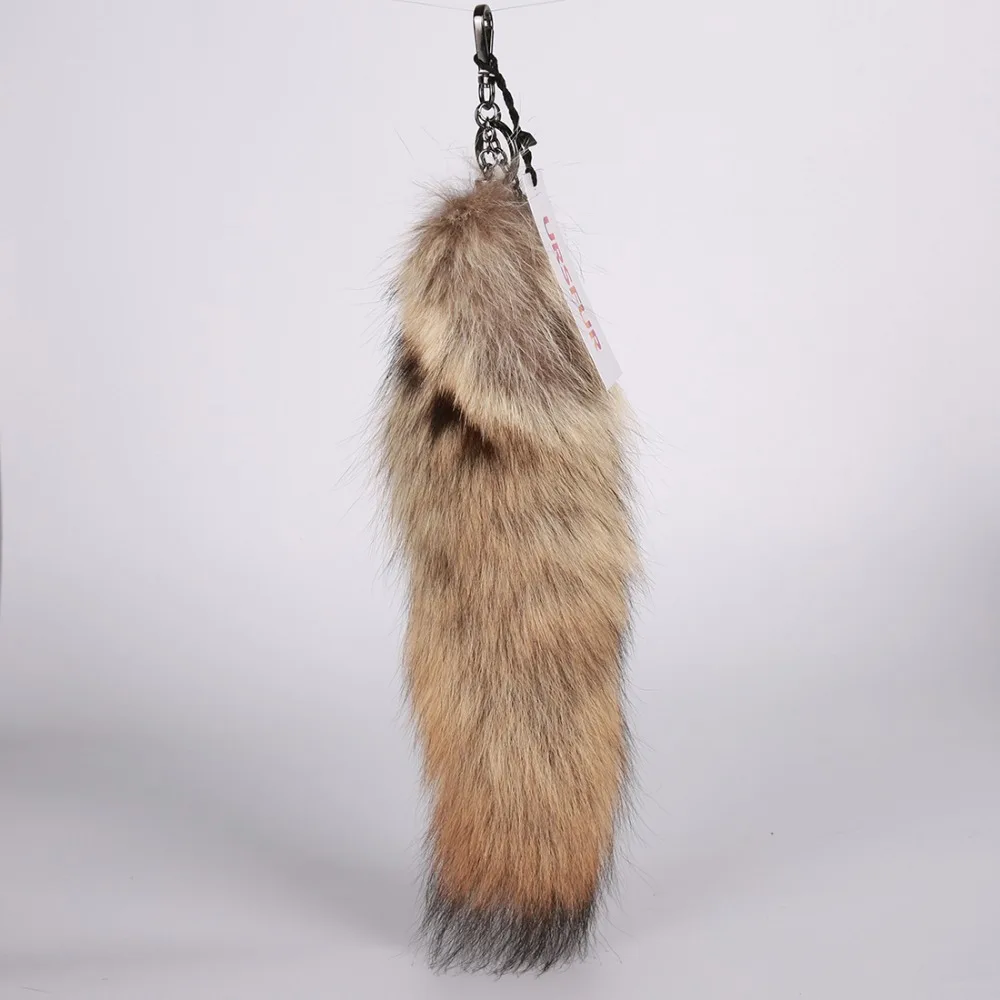 URSFUR Red Wolf Tail Septwolves Tail Fur Bag Charm Pendant Fox Tail