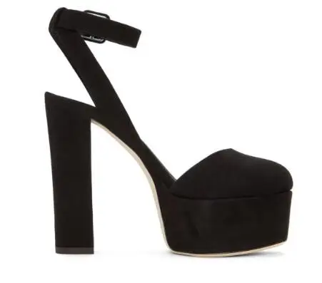 

Woman spring and autumn dark platform high heel pumps Ladies super high chunky heel ankle strap high heels Woman dress shoes