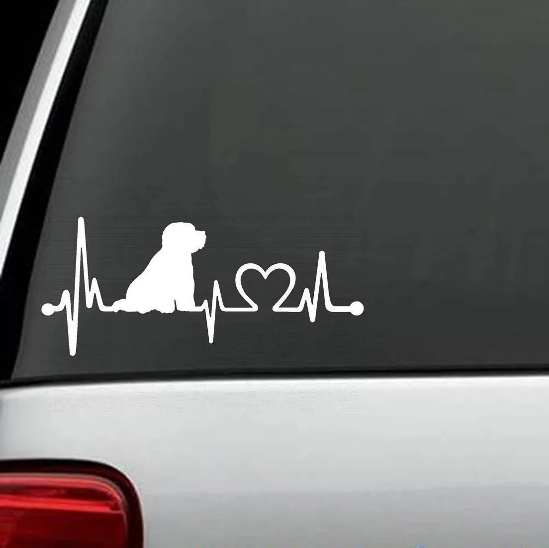 

For Bichon Frise Heartbeat Lifeline Monitor Dog Decal Sticker Car Styling
