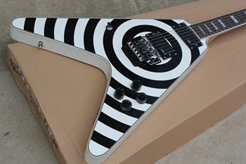

Irregular shaped zebra style electric guitar with pickup