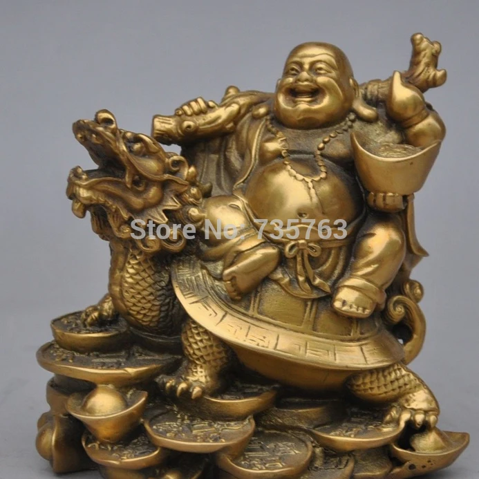 

xiuli 001878 chinese bronze animal dragon Turtle Gourd laughter arhat Maitreya Buddha Statue