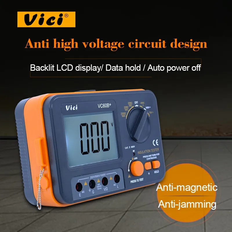VC60B+Digital Insulation Resistance Tester Megger DC 250V/500V /1000V