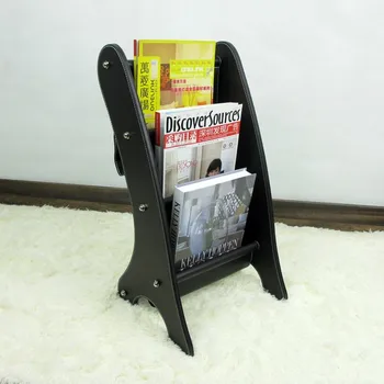 

black wooden struction leather floor magazine newspaper exhibition display rack shelf organizer holder black 252A