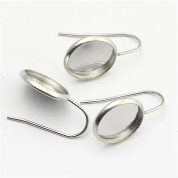 

100 PCS 8/10/12/14/16/18mm Round Cabochon Base Ear Hook Metal Stainless Steel Earrings Blank Settings For Jewelry Making
