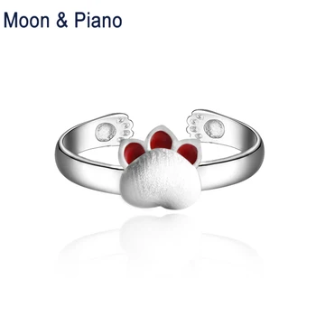 

925 Sterling Silver Cat's Paw Open Ring Cute Animal Rings For Women Original Handmade Design Fine Jewelry For Girlfriend