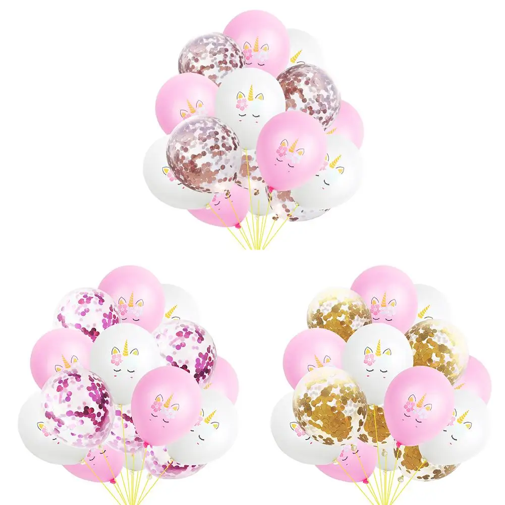 

15pcs Latex Balloon Unicorn Rose Confetti Shape Balloon Set Birthday Wedding Party Decoration