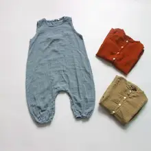 Новые модные комбинезоны для мальчиков и девочек летние детские штаны из хлопка и льна для детей 1-6 лет PV507