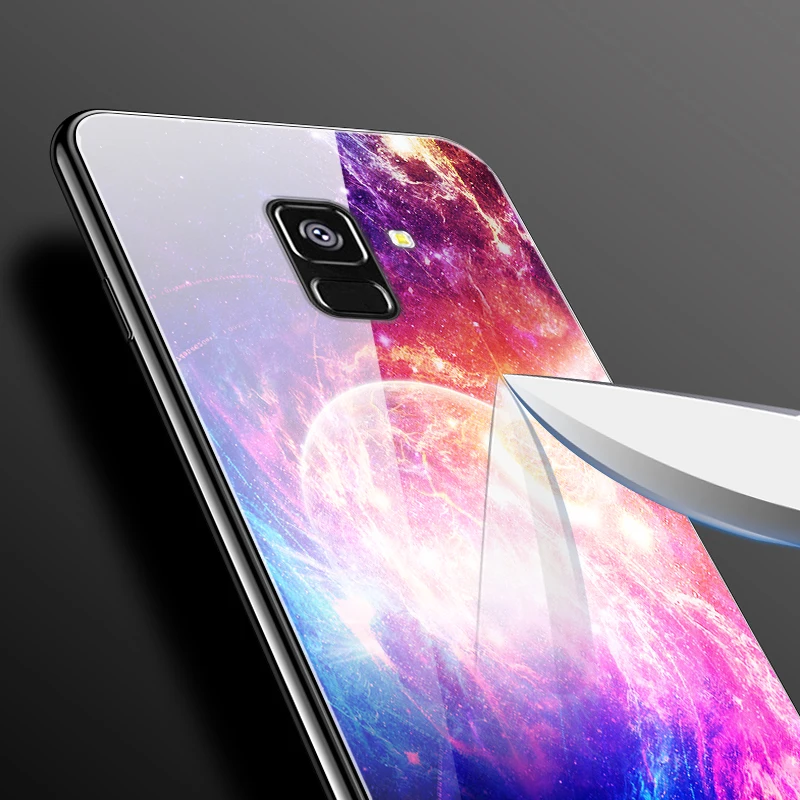 Чехол для Samsung Galaxy A8 2018 чехол из закаленного стекла с планетами космосом