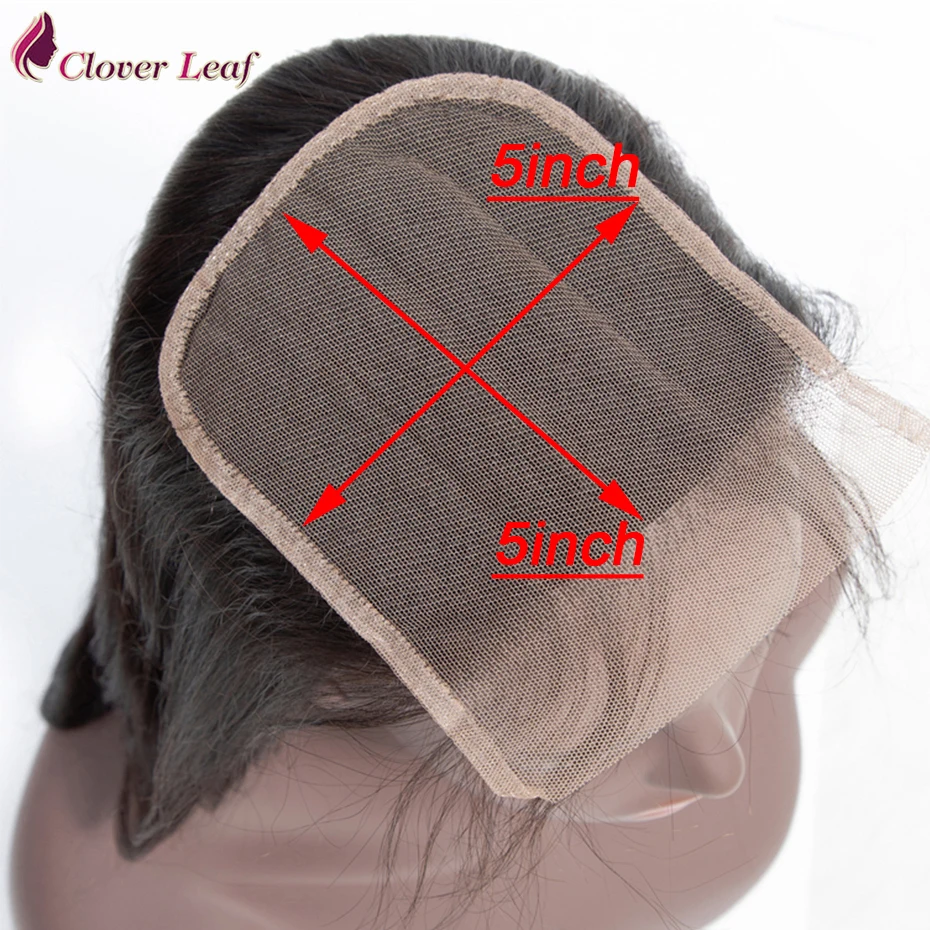 

Clover Leaf Straight Peruvian Hair Lace Closure 100% Human Hair Weave Natural Color 5*5 Lace Closure Remy Hair Extensions