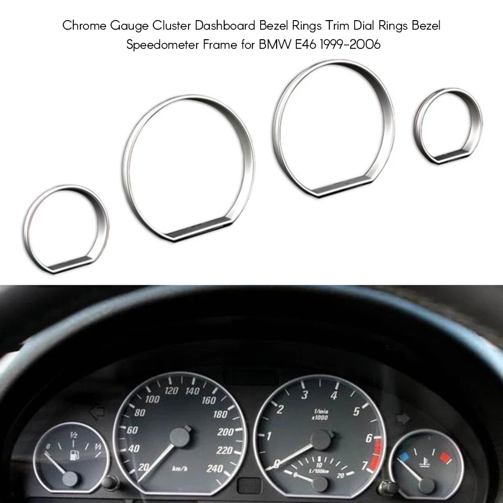 Автомобильный Стайлинг хром приборная группа приборной панели кольца без оправы отделкой циферблат кольца рамка Спидометр рамка для BMW E46 1999-2006