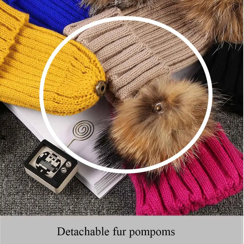 baby cap removable pompoms