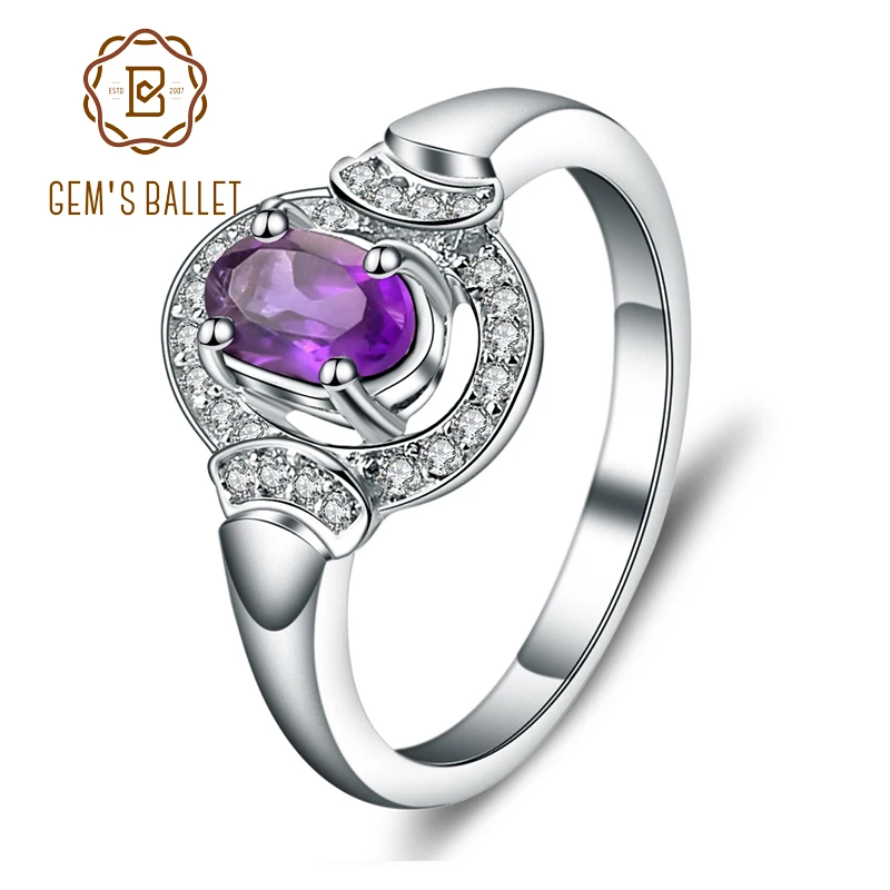 

Gem's Ballet 0.81Ct Natural Amethyst Gemstone Rings Solid 925 Sterling Silver Fine Jewelry For Women Party Drop Shipping