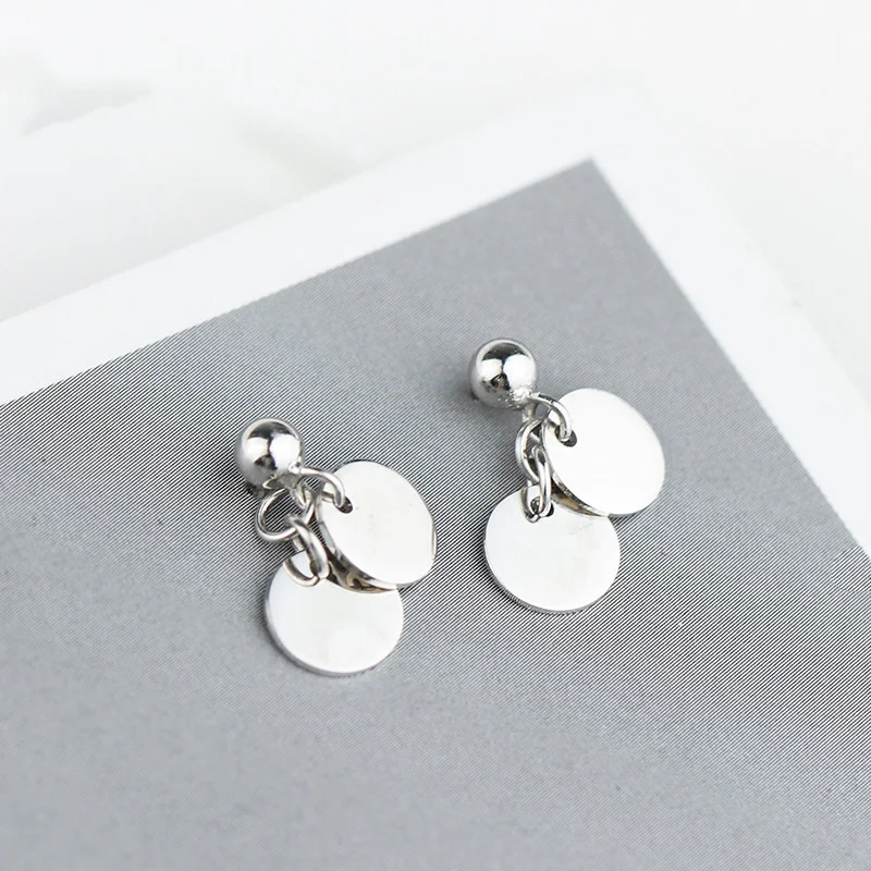 

925 Sterling Silver Minimalist Mini Small Wafer Drop Dangle Earrings For women Elegant Korean Style Personalized Eardrop Dangler