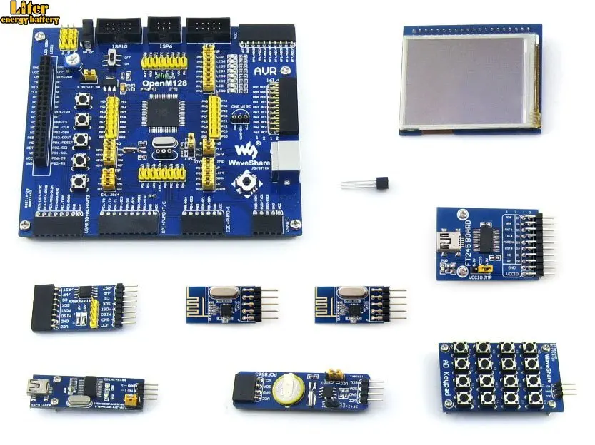 ATMEL AVR макетная плата ATmega128A AU 8 бит RISC ATmega128 комплект + 9 комплектов аксессуаров =