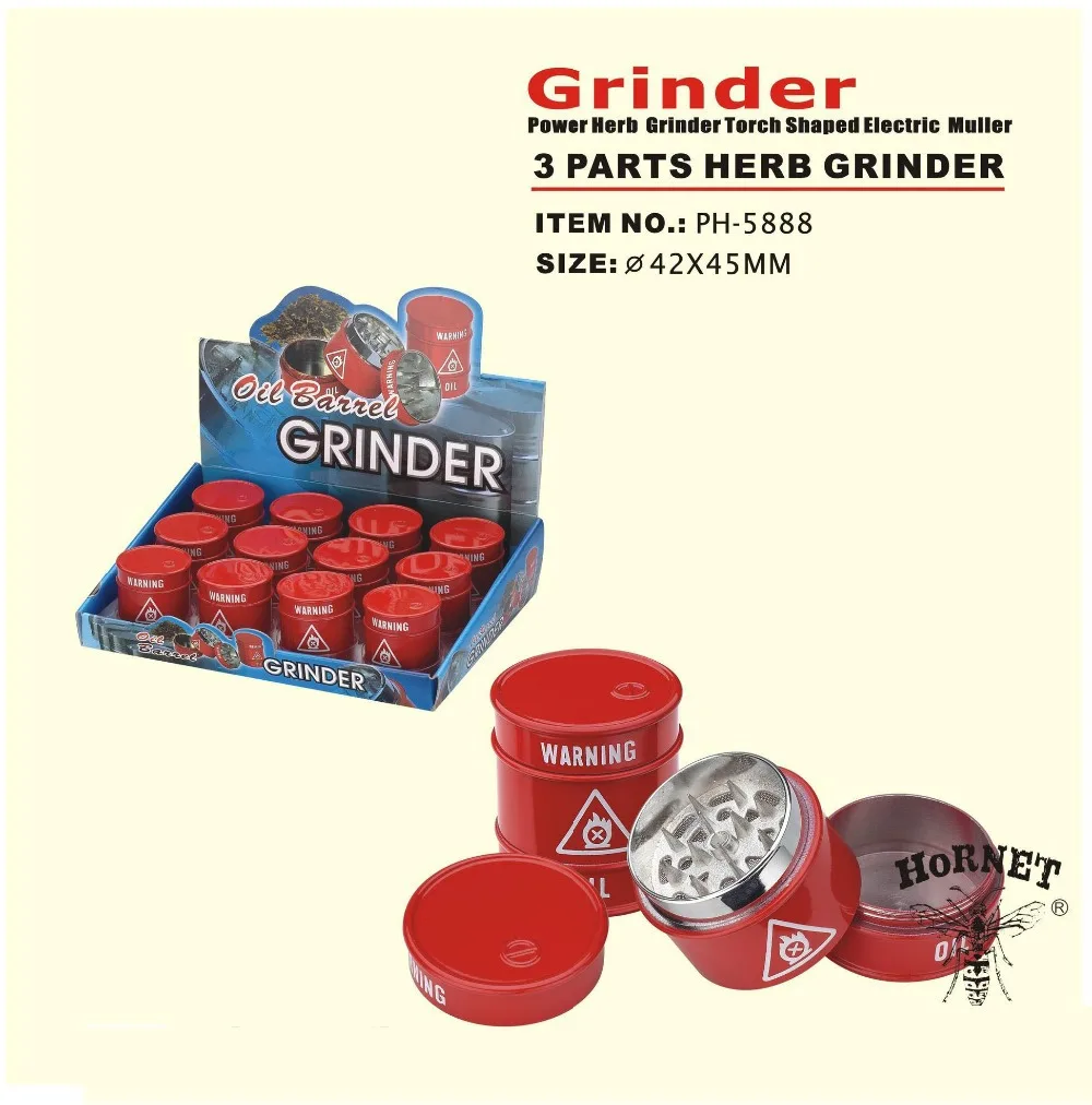 Oil Drum Shaped 3 Layers Herb Tobacco Cigarette Grinder Tobacco pouch