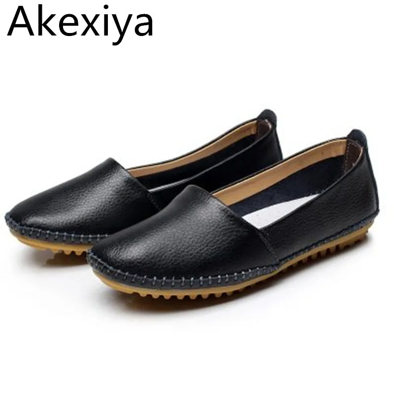 Akexiya Women Genuine Leather Shoes  Women Flats Fashion 