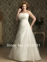W283 New Arrival 2013 Free Shipping Plus Size Wedding Dresses Gown A-line Organza Appliques Court Train