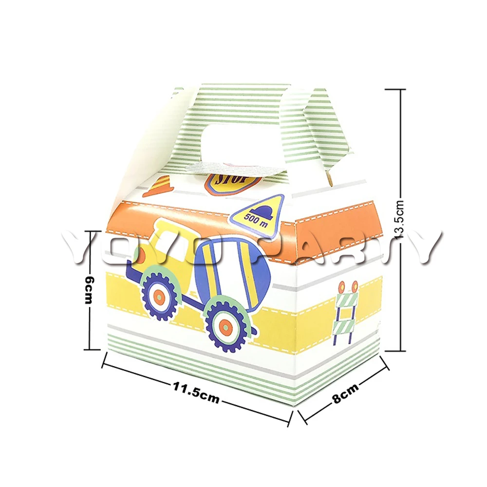 Для детей, детские строительные транспортные средства, вечерние украшения на день рождения, 12 шт., Подарочная коробка для конфет, вечерние подарочные коробки