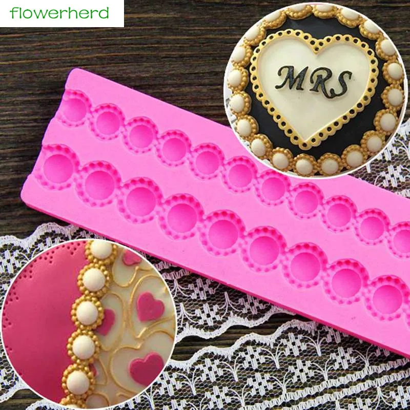 

Pearl Diamond Border Silicone Mold Sugarcraft Cupcake Baking Tools Lace Fondant Cutter Soap Cake Decorating Tools Silicone Mould