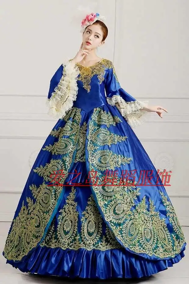 

Century European Court Marie Antoinette Baroque Rococo Gown Dress Stage Party Costumes no crinoline