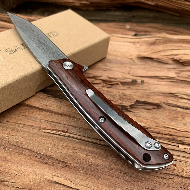 SAMSEND ручной работы из красного сандалового дерева дамасский карманный нож VG10 многофункциональные инструменты походный складной нож для кемпинга инструмент для коллекции