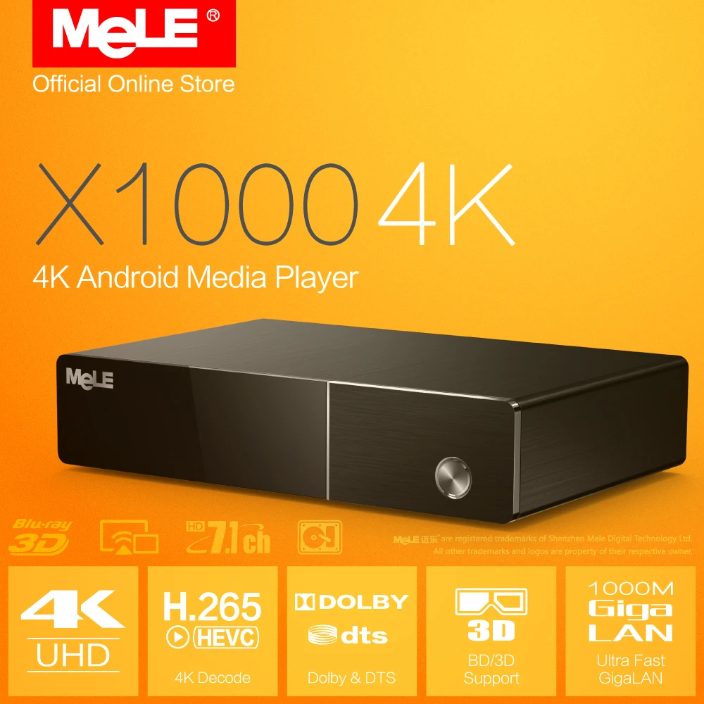 4K Android Media Player MeLE X1000 4K Realtek 1195 H 264 H 265 HDMI 1 4