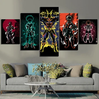 

Modular Hd Prints Picture Home Decoration 5 Panel My Hero Academia Anime Paintings Canvas Poster Wall Art For Living Room Frame