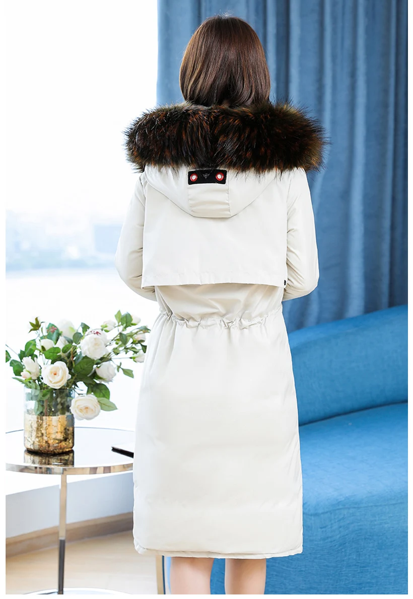 2019 новый дизайн для женщин зимняя куртка обе стороны можно носить Женский пальто с длинным капюшоном Мех животных парка Abrigos Mujer Invierno
