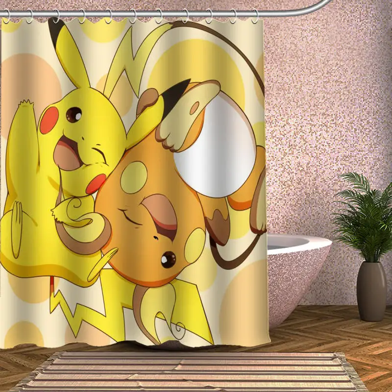 

Pokemon Pikachu Shower Curtain High Quality Bath screens Modern Polyester Fabric Customized bath curtain