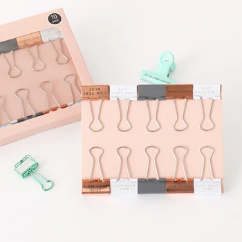 

10pcs/box Letter Printed Metal Binder Clips Paper Clip Clamp Office School Binding Supplies Notes Book Marks Clips 25mm