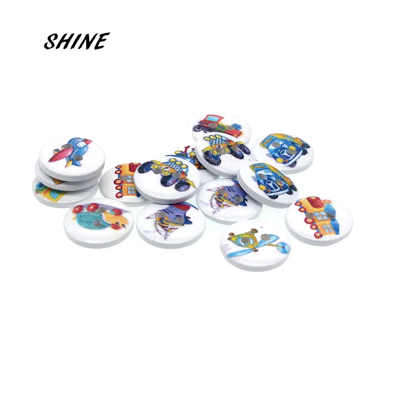 

SHINE Wood Sewing Buttons Scrapbooking Round Colorful Mixed Two Holes Machine Pattern 15mm Dia. 50 PCs Costura Botones Decorate