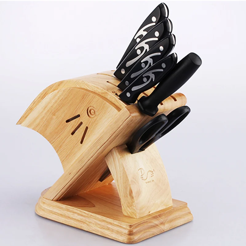 Высокое качество 1,7 кг твердый деревянный нож держатель точилка ножницы стеллаж для хранения многоцелевой нож блок толстый бамбуковый нож стойка