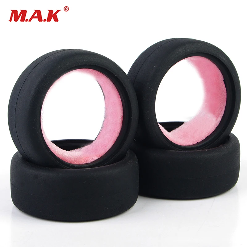 

4Pcs Rubber Flat Drift Tires Set W/Foam Inner For HPI HSP RC 1/10 On- Road Car