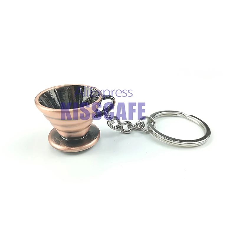 Пара эспрессо аксессуары брелоки мини Мясорубка трамбовка кофе французский горшок брелок кафе подарок для кофе брелок для влюбленных - Цвет: Bronze Cup 3.2x2