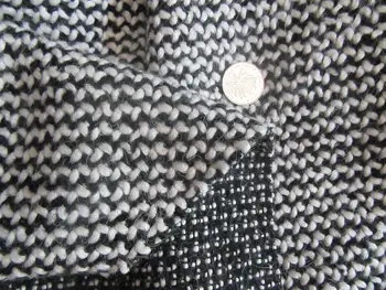 

free ship tweed fabric black and white color weaved 80% wool content 59" wide by meter