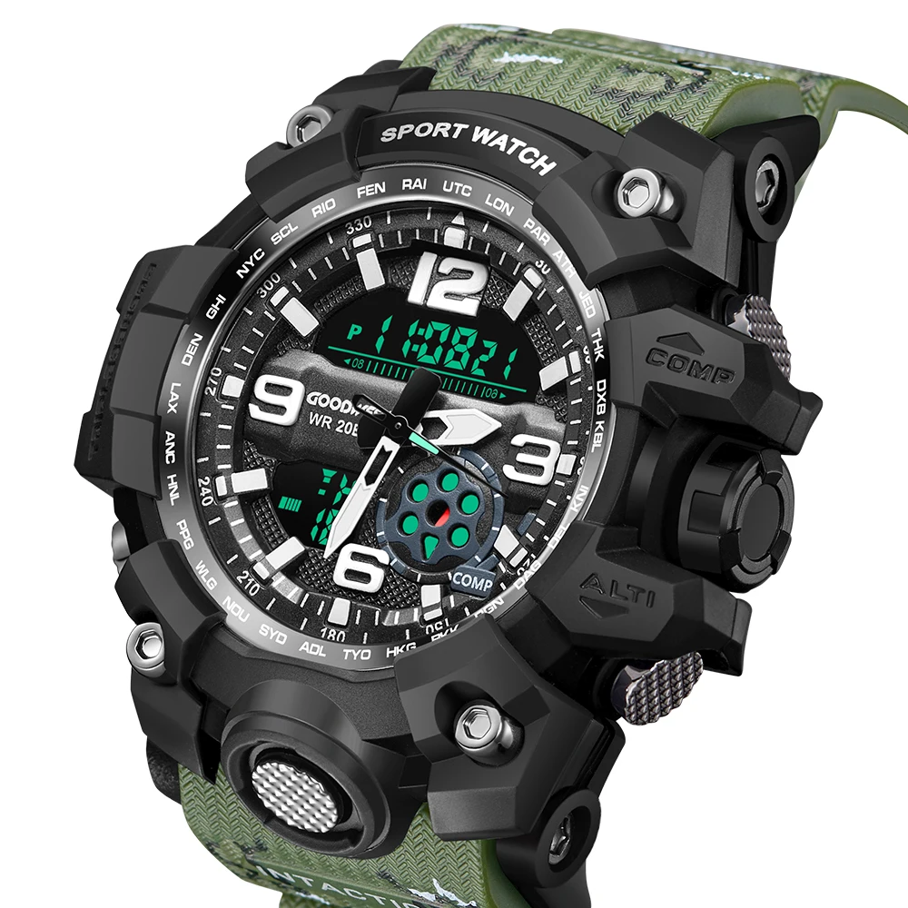  GOODWEEK Men Sport Watch Camouflage Military Waterproof Army Watch Dual Display Watches g Style Sho