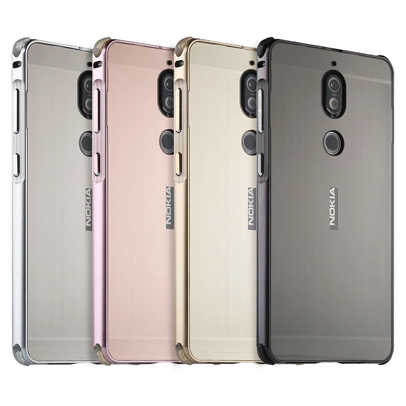 

For Nokia 7 Case for Nokia7 Brushed Back Cover Hard Case with Plating Metal Frame Case for Nokia 7 5.2''